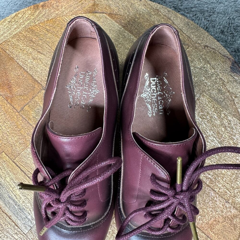 American Duchess Londoner Edwardian Oxfords Cherry Purple US 5 Leather Heels - Picture 7 of 9